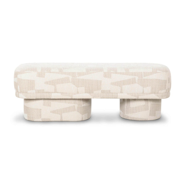 TOV Furniture Lena 47" Jacquard Bench - Stylish Comfort with Textured Upholstery for Modern Home Decor Appeal Cream TOV-OC69132