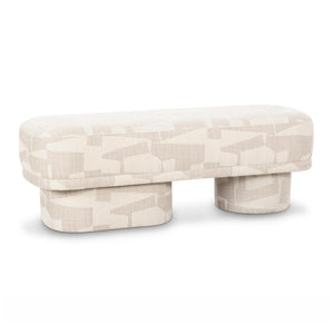 TOV Furniture Lena 47" Jacquard Bench - Stylish Comfort with Textured Upholstery for Modern Home Decor Appeal Cream TOV-OC69132