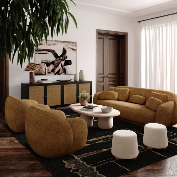 TOV Furniture Jaine Boucle Stool - Cozy Contemporary Accent for Living Rooms, Bedrooms & Modern Interiors Cream TOV-OC69149