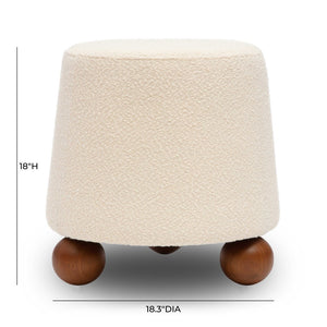 TOV Furniture Jaine Boucle Stool - Cozy Contemporary Accent for Living Rooms, Bedrooms & Modern Interiors Cream TOV-OC69149