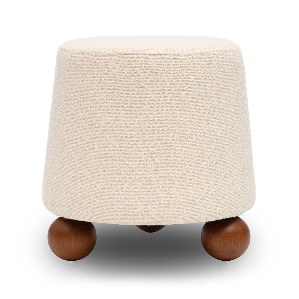 Tov Furniture Jaine Boucle Stool - Playful Modern Accent With Textured Upholstery And Sturdy Wood Legs For Any Room Cream Boucle,Plywood,Wood Tov-oc69149