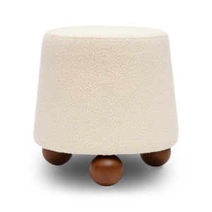 Tov Furniture Jaine Boucle Stool - Playful Modern Accent With Textured Upholstery And Sturdy Wood Legs For Any Room Cream Boucle,Plywood,Wood Tov-oc69149