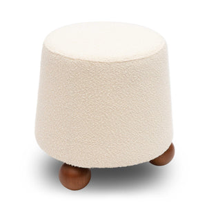 Tov Furniture Jaine Boucle Stool - Playful Modern Accent With Textured Upholstery And Sturdy Wood Legs For Any Room Cream Boucle,Plywood,Wood Tov-oc69149
