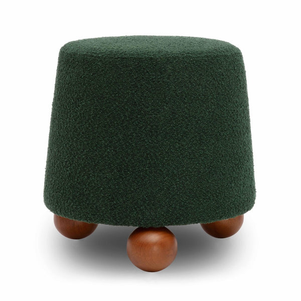 TOV Furniture Jaine Boucle Stool - Cozy Contemporary Accent for Living Rooms, Bedrooms & Modern Interiors Forest Green TOV-OC69150