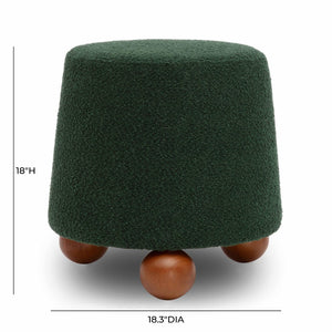 TOV Furniture Jaine Boucle Stool - Cozy Contemporary Accent for Living Rooms, Bedrooms & Modern Interiors Forest Green TOV-OC69150