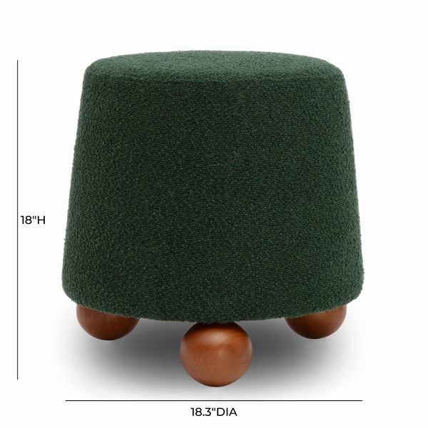TOV Furniture Jaine Boucle Stool - Cozy Contemporary Accent for Living Rooms, Bedrooms & Modern Interiors Forest Green TOV-OC69150