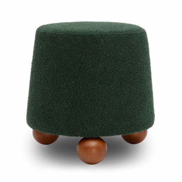Tov Furniture Jaine Boucle Stool - Playful Modern Accent With Textured Upholstery And Sturdy Wood Legs For Any Room Forest Green Boucle,Plywood,Wood Tov-oc69150