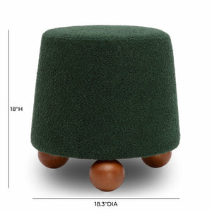 Tov Furniture Jaine Boucle Stool - Playful Modern Accent With Textured Upholstery And Sturdy Wood Legs For Any Room Forest Green Boucle,Plywood,Wood Tov-oc69150