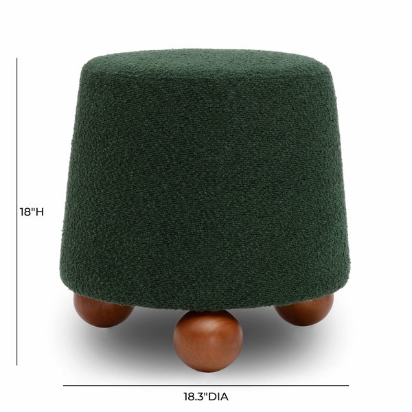 Tov Furniture Jaine Boucle Stool - Playful Modern Accent With Textured Upholstery And Sturdy Wood Legs For Any Room Forest Green Boucle,Plywood,Wood Tov-oc69150