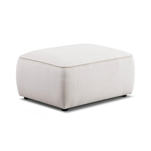 TOV Furniture Travie Versatile Corduroy Velvet Ottoman – Retro-Inspired Design, Liquid-Repellent, Handmade Quality White Sand TOV-OC69172