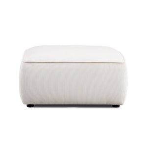 TOV Furniture Travie Versatile Corduroy Velvet Ottoman – Retro-Inspired Design, Liquid-Repellent, Handmade Quality White Sand TOV-OC69172