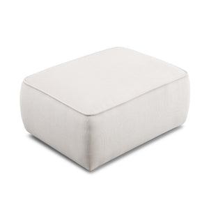 TOV Furniture Travie Versatile Corduroy Velvet Ottoman – Retro-Inspired Design, Liquid-Repellent, Handmade Quality White Sand TOV-OC69172