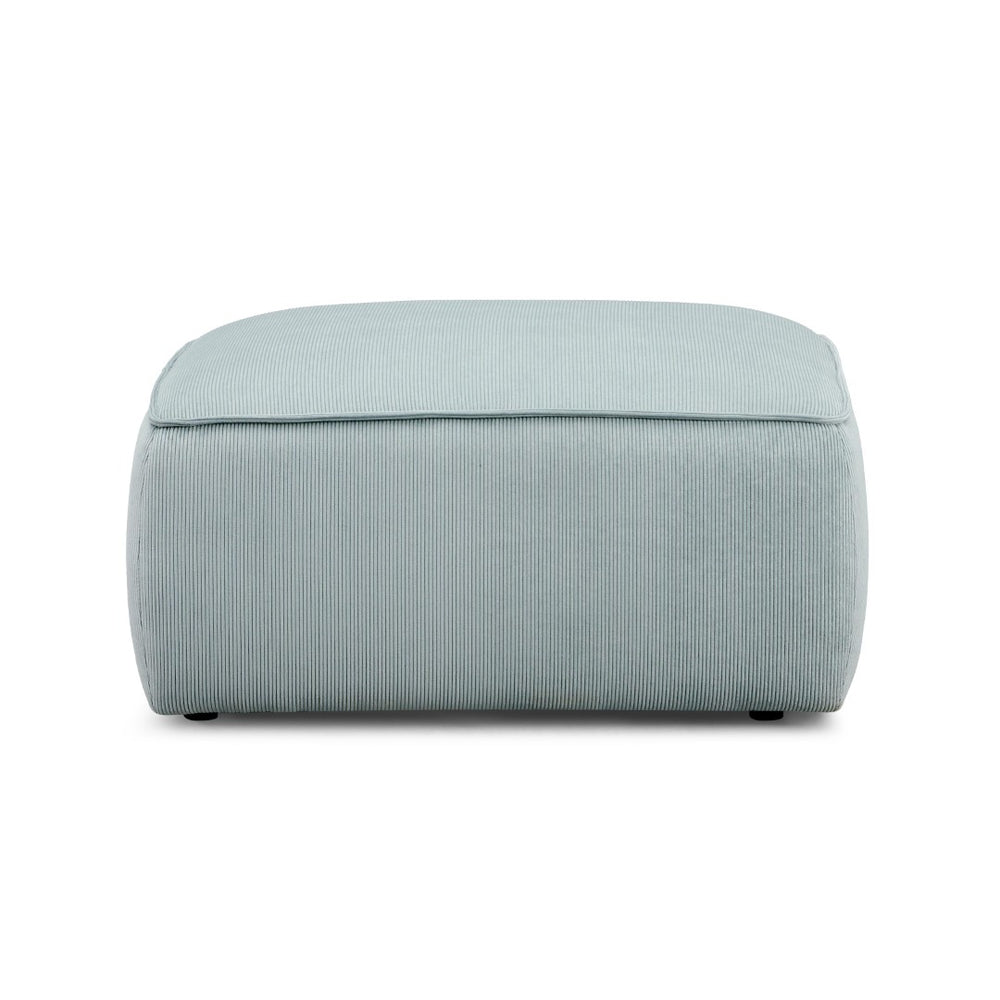 TOV Furniture Travie Versatile Corduroy Velvet Ottoman – Retro-Inspired Design, Liquid-Repellent, Handmade Quality Sea Blue TOV-OC69182