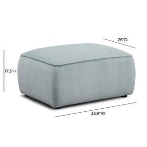 TOV Furniture Travie Versatile Corduroy Velvet Ottoman – Retro-Inspired Design, Liquid-Repellent, Handmade Quality Sea Blue TOV-OC69182