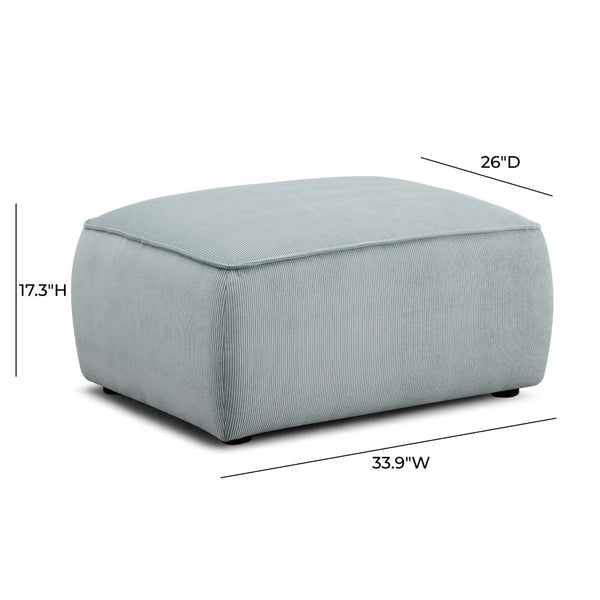 TOV Furniture Travie Versatile Corduroy Velvet Ottoman – Retro-Inspired Design, Liquid-Repellent, Handmade Quality Sea Blue TOV-OC69182