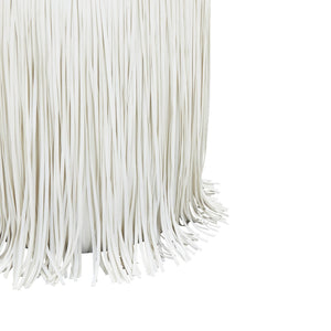 TOV Furniture Shag Performance Vegan Leather Ottoman - Cozy, Durable, and Stylish Seating for Any Room Decor Ivory TOV-OC69191