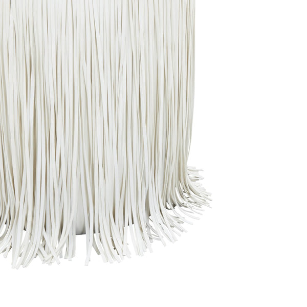 TOV Furniture Shag Performance Vegan Leather Ottoman - Cozy, Durable, and Stylish Seating for Any Room Decor Ivory TOV-OC69191