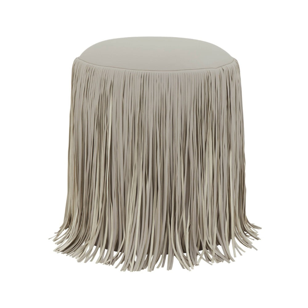 TOV Furniture Shag Performance Vegan Leather Ottoman - Cozy, Durable, and Stylish Seating for Any Room Decor Grey TOV-OC69192