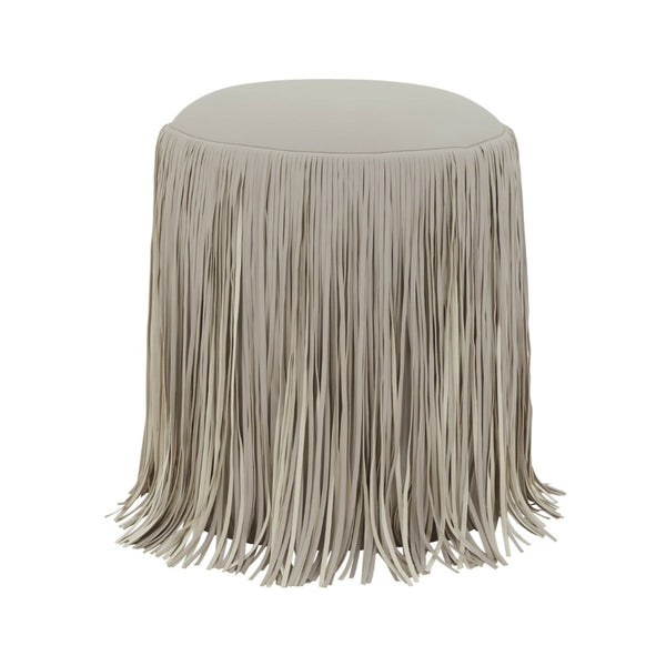 TOV Furniture Shag Performance Vegan Leather Ottoman - Cozy, Durable, and Stylish Seating for Any Room Decor Grey TOV-OC69192