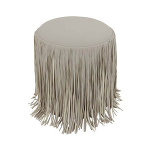 TOV Furniture Shag Performance Vegan Leather Ottoman - Cozy, Durable, and Stylish Seating for Any Room Decor Grey TOV-OC69192