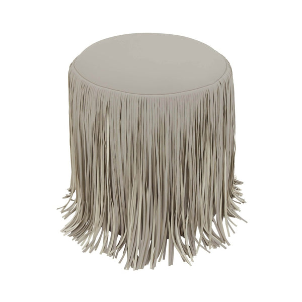 TOV Furniture Shag Performance Vegan Leather Ottoman - Cozy, Durable, and Stylish Seating for Any Room Decor Grey TOV-OC69192