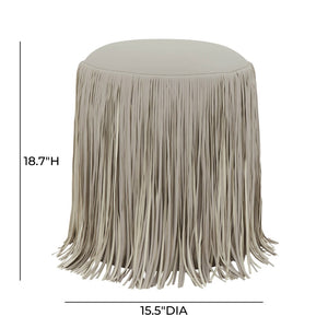 TOV Furniture Shag Performance Vegan Leather Ottoman - Cozy, Durable, and Stylish Seating for Any Room Decor Grey TOV-OC69192