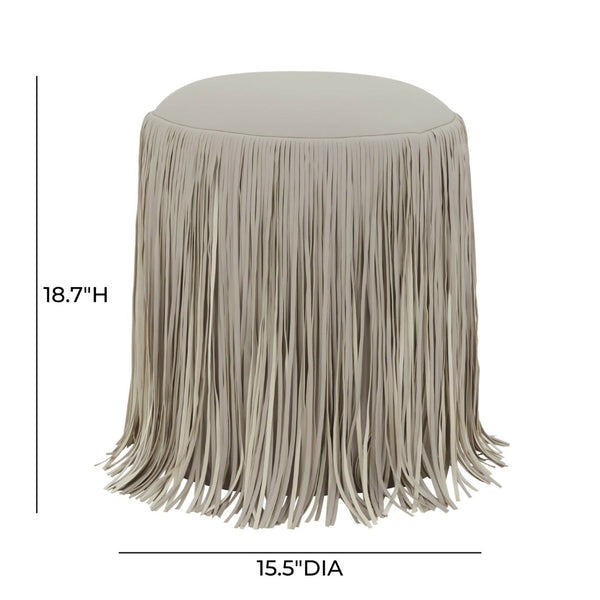 TOV Furniture Shag Performance Vegan Leather Ottoman - Cozy, Durable, and Stylish Seating for Any Room Decor Grey TOV-OC69192