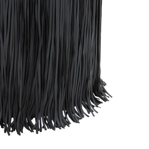 TOV Furniture Shag Performance Vegan Leather Ottoman - Cozy, Durable, and Stylish Seating for Any Room Decor Black TOV-OC69193