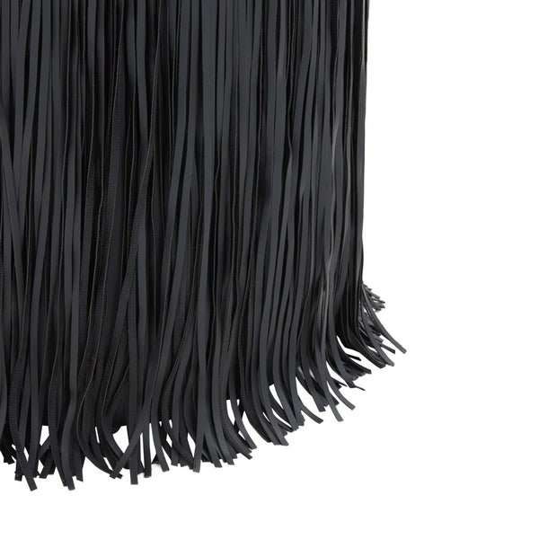 TOV Furniture Shag Performance Vegan Leather Ottoman - Cozy, Durable, and Stylish Seating for Any Room Decor Black TOV-OC69193