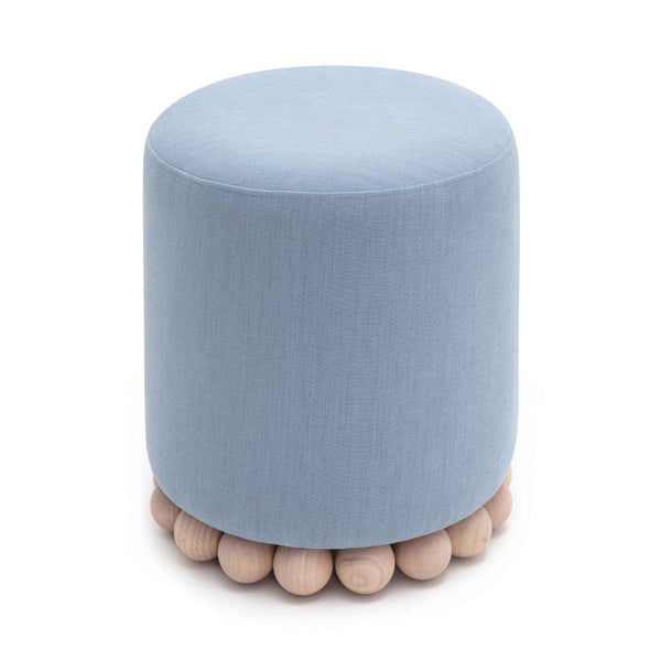 TOV Furniture Dex Upcycled Fabric Ottoman - Handcrafted Eco-Friendly Accent for Stylish Seating and Decor Faded Blue TOV-OC69194