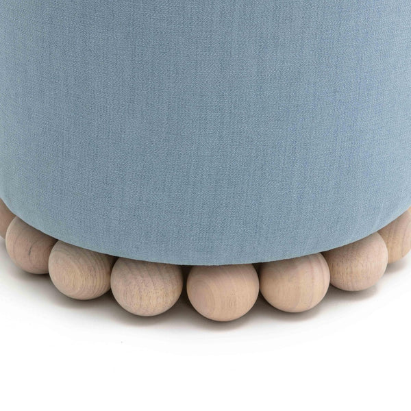 TOV Furniture Dex Upcycled Fabric Ottoman - Handcrafted Eco-Friendly Accent for Stylish Seating and Decor Faded Blue TOV-OC69194