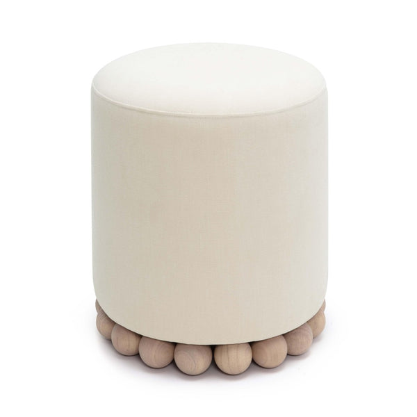 TOV Furniture Dex Upcycled Fabric Ottoman - Handcrafted Eco-Friendly Accent for Stylish Seating and Decor Cream TOV-OC69195