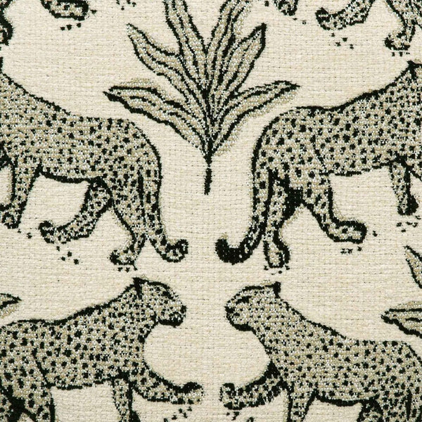 TOV Furniture Dex Leopard Jacquard Ottoman - Stylish Solid-Wood Base, Plush Seating for Living Spaces & Decor Cream TOV-OC69196