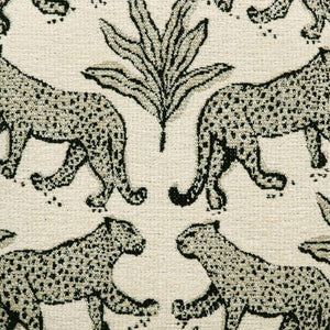 Tov Furniture Dex Whimsical Leopard Jacquard Ottoman - Chic Seating And Stylish Footrest For Vibrant Spaces Cream Fabric,Plywood,Wood Tov-oc69196