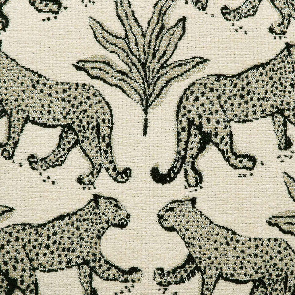 Tov Furniture Dex Whimsical Leopard Jacquard Ottoman - Chic Seating And Stylish Footrest For Vibrant Spaces Cream Fabric,Plywood,Wood Tov-oc69196