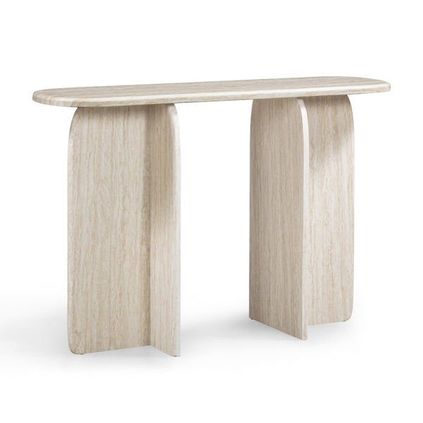 TOV Furniture Clementine 48" Modern Faux Travertine Console Table - Stylish, Compact Design for Any Space TOV-OC69198