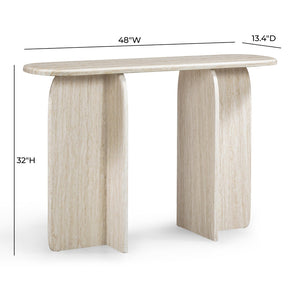 TOV Furniture Clementine 48" Modern Faux Travertine Console Table - Stylish, Compact Design for Any Space TOV-OC69198