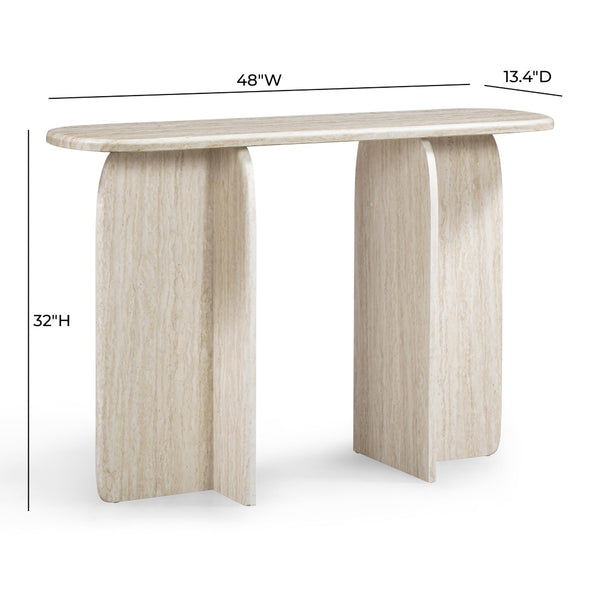 TOV Furniture Clementine 48" Modern Faux Travertine Console Table - Stylish, Compact Design for Any Space TOV-OC69198