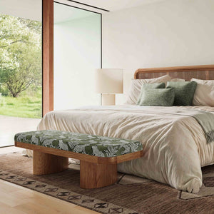 TOV Furniture Ollie 48" Olive Green Leopard Jacquard Bench – Stylish Mid-Century Accent for Entryway & Living Room TOV-OC69224