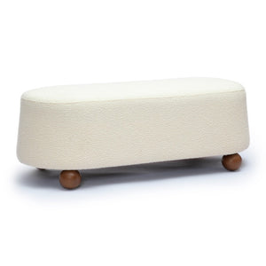 TOV Furniture Jaine 48" Large Boucle Ottoman - Stylish Textured Upholstery for Modern Living Room & Bedroom Decor Cream TOV-OC69226