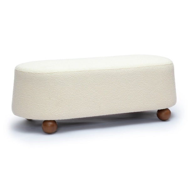 TOV Furniture Jaine 48" Large Boucle Ottoman - Stylish Textured Upholstery for Modern Living Room & Bedroom Decor Cream TOV-OC69226