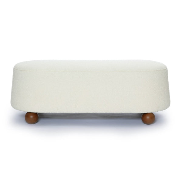 TOV Furniture Jaine 48" Large Boucle Ottoman - Stylish Textured Upholstery for Modern Living Room & Bedroom Decor Cream TOV-OC69226