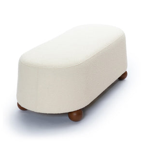 TOV Furniture Jaine 48" Large Boucle Ottoman - Stylish Textured Upholstery for Modern Living Room & Bedroom Decor Cream TOV-OC69226