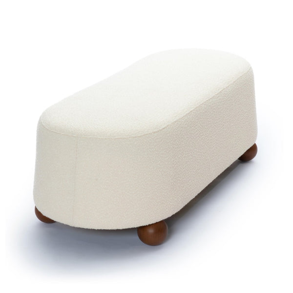TOV Furniture Jaine 48" Large Boucle Ottoman - Stylish Textured Upholstery for Modern Living Room & Bedroom Decor Cream TOV-OC69226
