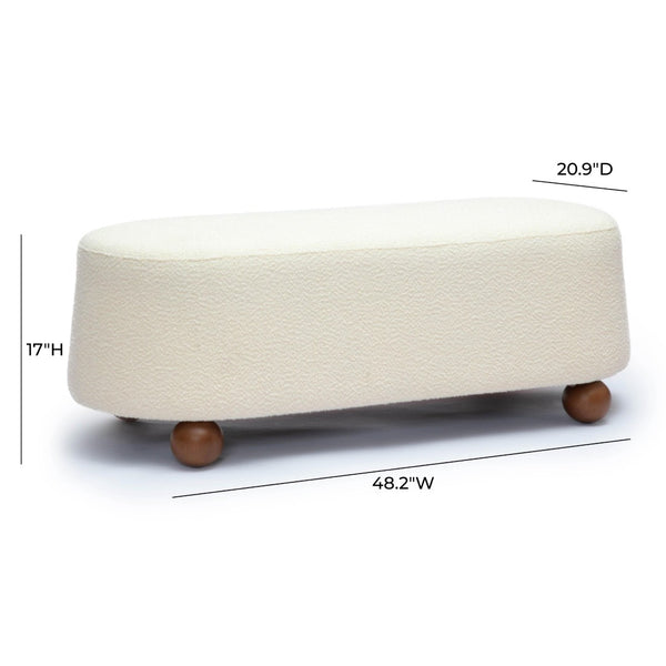 TOV Furniture Jaine 48" Large Boucle Ottoman - Stylish Textured Upholstery for Modern Living Room & Bedroom Decor Cream TOV-OC69226