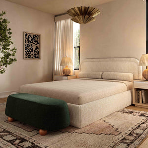 TOV Furniture Jaine 48" Large Boucle Ottoman - Stylish Textured Upholstery for Modern Living Room & Bedroom Decor Forest Green TOV-OC69227