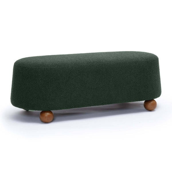 TOV Furniture Jaine 48" Large Boucle Ottoman - Stylish Textured Upholstery for Modern Living Room & Bedroom Decor Forest Green TOV-OC69227