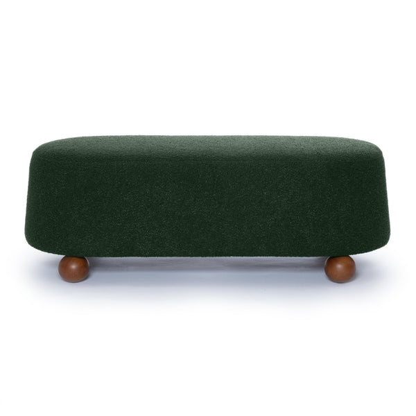 TOV Furniture Jaine 48" Large Boucle Ottoman - Stylish Textured Upholstery for Modern Living Room & Bedroom Decor Forest Green TOV-OC69227