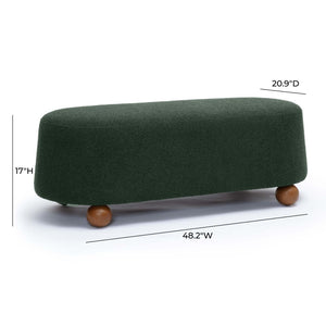 TOV Furniture Jaine 48" Large Boucle Ottoman - Stylish Textured Upholstery for Modern Living Room & Bedroom Decor Forest Green TOV-OC69227