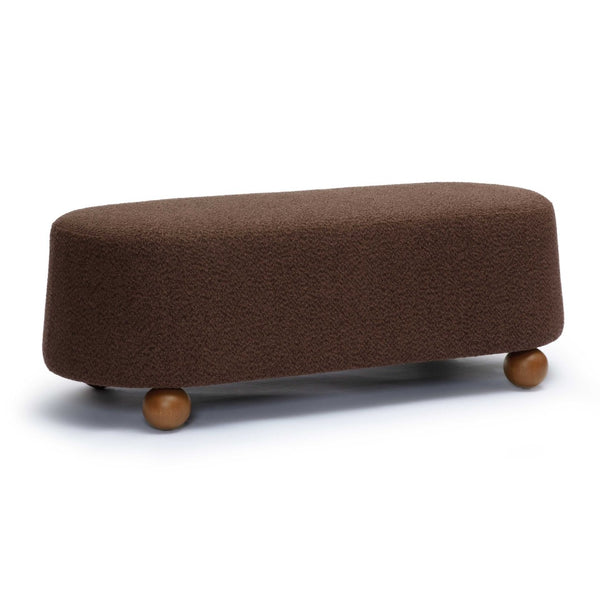 TOV Furniture Jaine 48" Large Boucle Ottoman - Stylish Textured Upholstery for Modern Living Room & Bedroom Decor Chocolate Brown TOV-OC69228